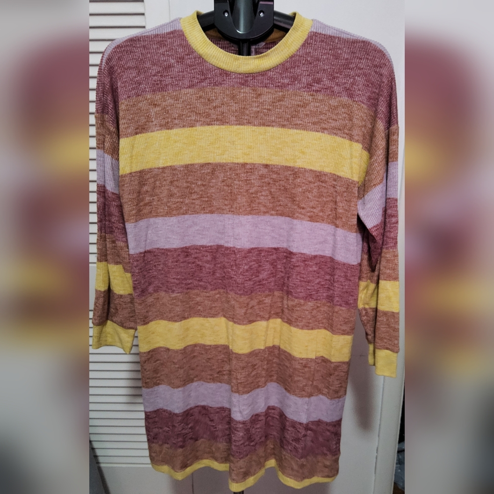 American Eagle Outfitters Striped Dress - Yellow, Purple, Brown